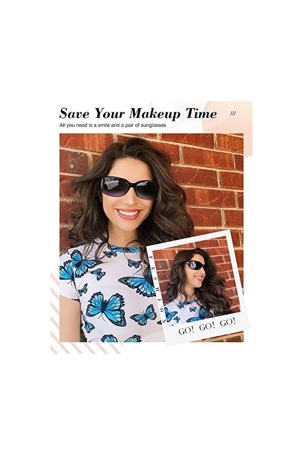 LVIOE Lunettes de soleil pour femme - Grandes lunettes de soleil polarisées - Noires - Classique années 80 - Vintage - Avec p