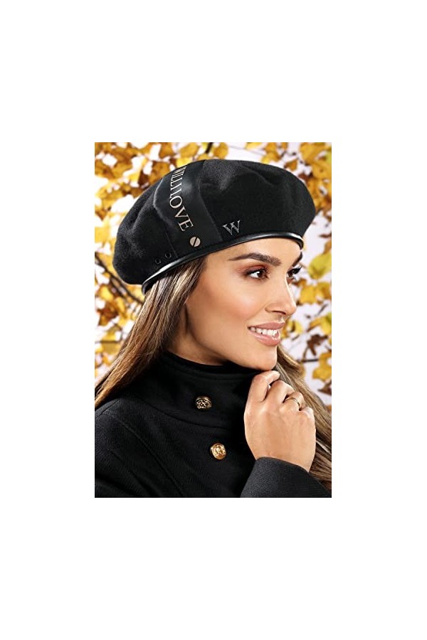 Willi Béret Classique Et Élégant Aliseva, Noir,Taille Unique