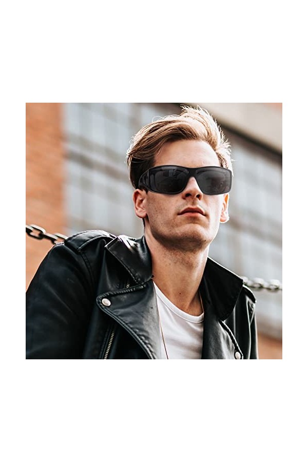 LVIOE Lunettes de soleil polarisées pour homme et femme - À clipser - Protection UV 400, L-noir gris