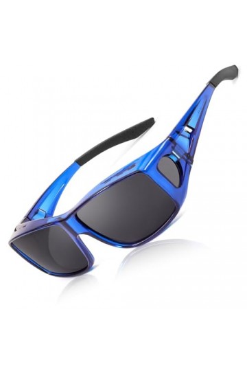 LVIOE Lunettes de soleil polarisées à clipser pour homme et femme avec protection UV 400, L-bleu clair/gris