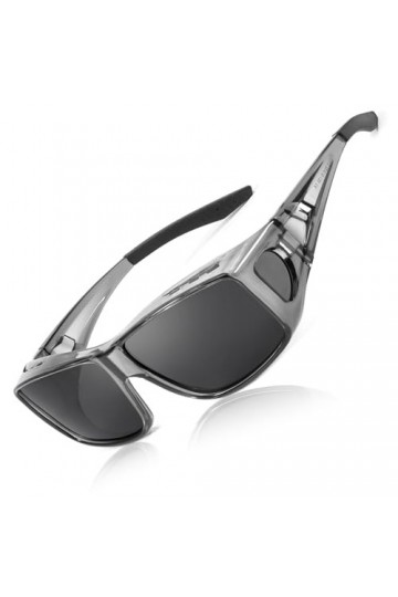LVIOE Lunettes de soleil polarisées à clipser pour homme et femme avec protection UV 400, L-gris gris