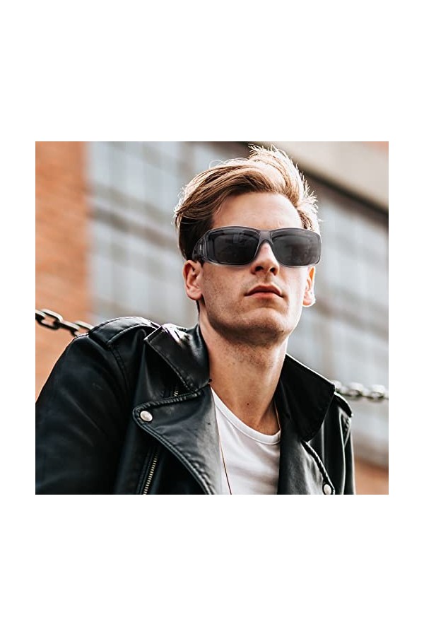 LVIOE Lunettes de soleil polarisées à clipser pour homme et femme avec protection UV 400, L-gris gris