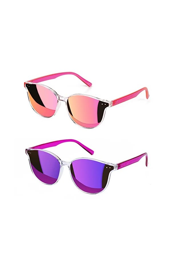 Sumato Lunettes de soleil rondes œil de chat pour femmes, lunettes de soleil tendance pour femmes, lunettes de soleil classiq