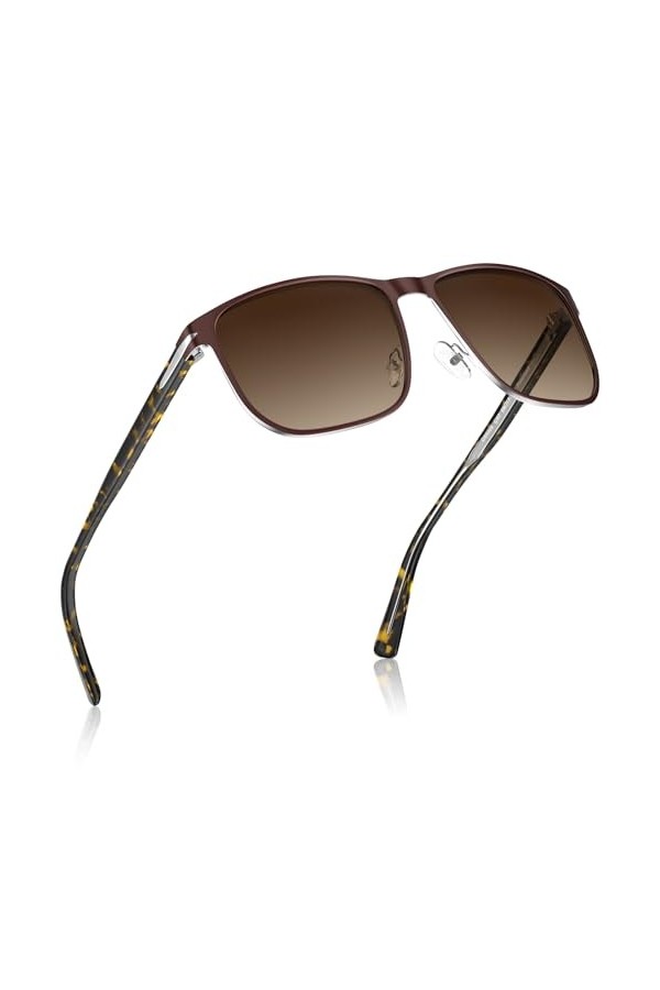 Carfia Lunettes de Soleil Homme Polarisée Métal Miroir Durable Protection UV400 pour Conduite été