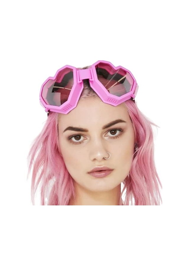 No Name Ltd Lunettes de ski en forme de cœur pour snowboard/festival Lolita rose Barbie 