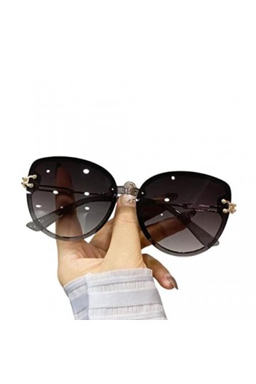 TOBILE Lunettes de soleil femme dégradé lunettes de soleil femme sans monture métal branches incurvées Oculos de Sol-gris, au