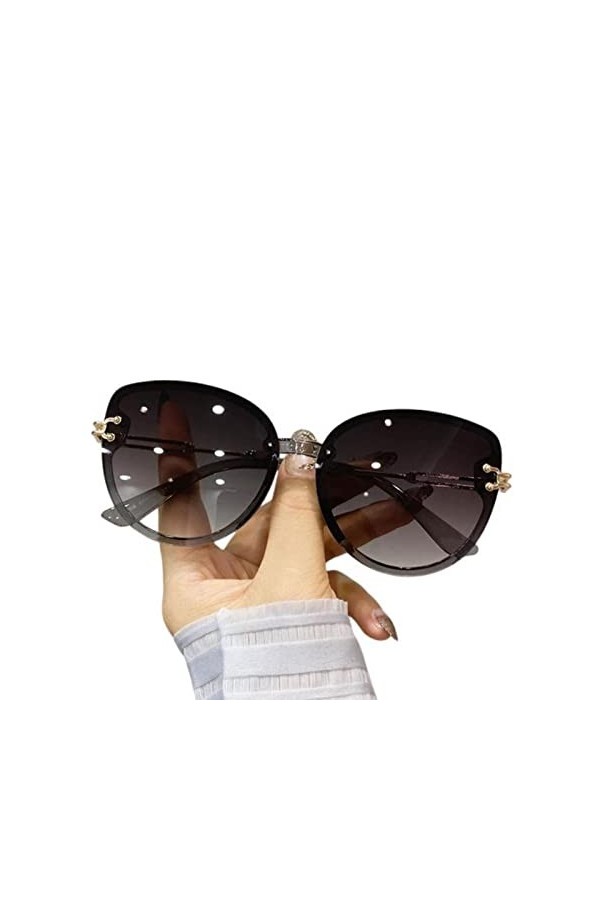 TOBILE Lunettes de soleil femme dégradé lunettes de soleil femme sans monture métal branches incurvées Oculos de Sol-gris, au