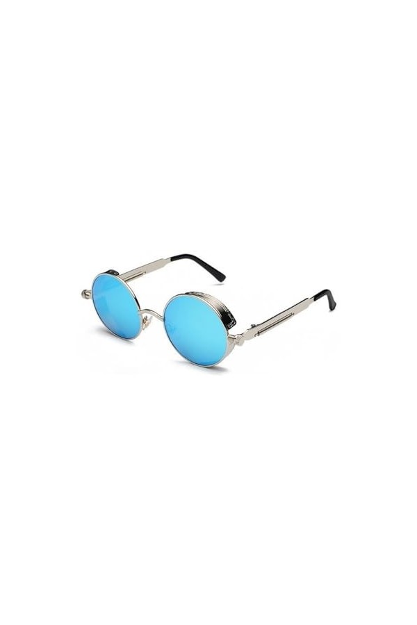 XNASU Lunettes de Soleil Steampunk Vintage Rondes Rétro Punk Femmes Hommes Lunettes de Soleil Nuances Gothiques, 21, Taille U