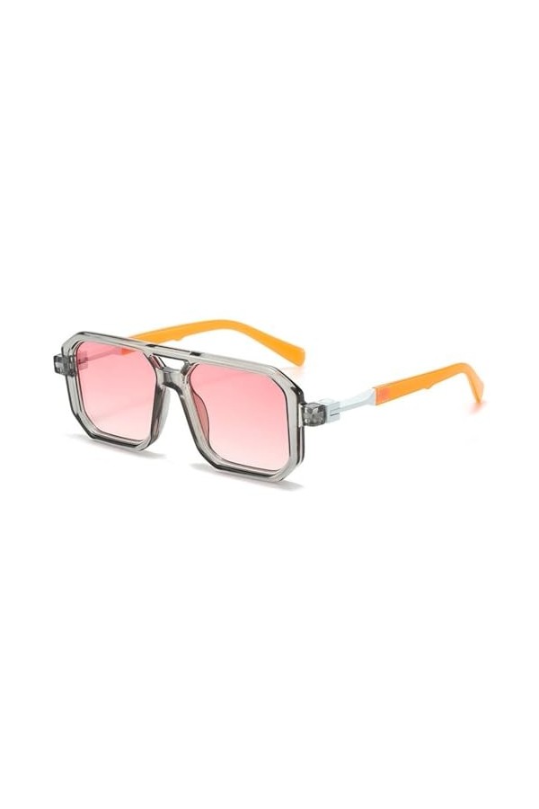 HCHES Lunettes de Soleil Carrées Femmes Hommes Rétro Nuances Femme Lunettes de Soleil Vintage UV400, Gris, Taille Unique