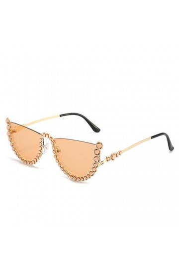 PETOLY Lunettes De Soleil Femme Sunglasses Lunettes Fête Lunettes De Soleil À Demi-Bord Serties De Diamants Lunettes De Solei