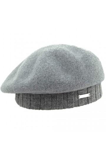 Seeberger Bonnet Basque à bord en tricot pour femme - Gris - Taille Unique