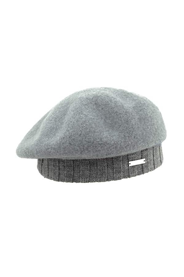 Seeberger Bonnet Basque à bord en tricot pour femme - Gris - Taille Unique