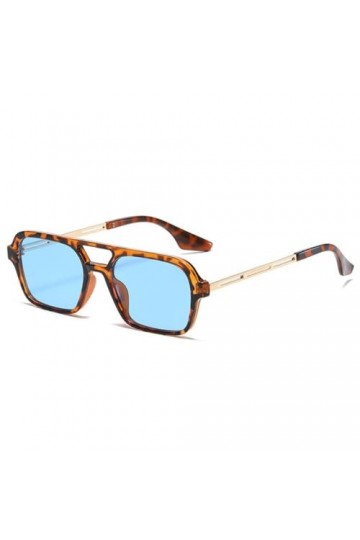 SONISA Lunettes de soleil carrées à petite monture femme mode lunettes de soleil de luxe femme Vintage creux léopard bleu, bl