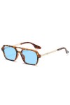 SONISA Lunettes de soleil carrées à petite monture femme mode lunettes de soleil de luxe femme Vintage creux léopard bleu, bl