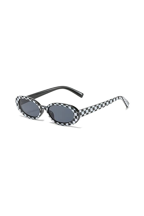 HPIRME Petites lunettes de soleil ovales femmes lunettes de soleil lunettes UV400, C3WhiteFlower, noir, taille unique