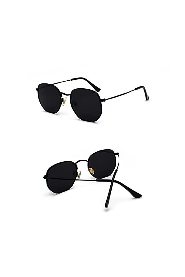 FOOOZ Classique hommes femmes lunettes de soleil carré polygone lunettes de soleil rétro nuances métal cadre lunettes UV400, 