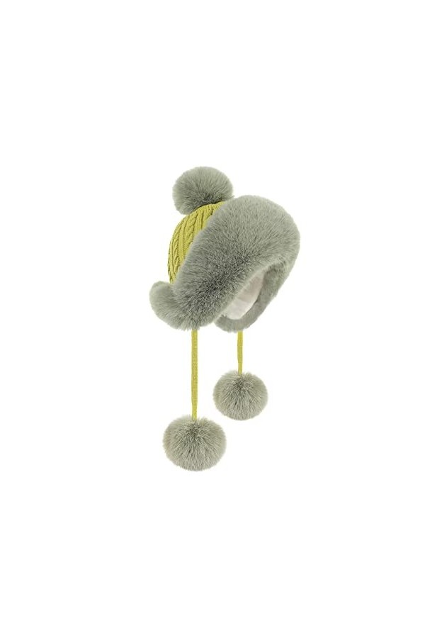 Bonnet dhiver pour femme - En fausse fourrure - Avec pom - Chapeau - Oreilles chaudes - Kint - Doublé - Joli chapeau de neig