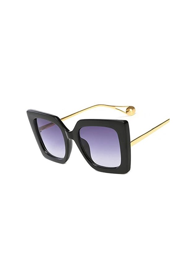 JACTZ Lunettes De Soleil Lunettes De Soleil Surdimensionnées Vintage Femmes Square Sun Glasse-Black