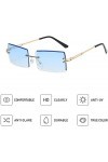YOJUED Lunettes de Soleil sans Monture Vintage pour Femmes Hommes Lunettes Rectangulaires Rétro à la Mode Rose+Bleu