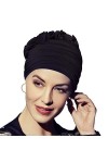 Christine Headwear Bonnet oncologique Nadi avec pétales en Bambou - Disponible en Rouge ou Noir Noir 