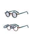 TIYETA Petites Lunettes De Soleil Rondes À Rabat pour Hommes Et Femmes UV400 Rave Flip Glasses Retro Steampunk Sun Glasses,No