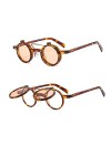 TIYETA Petites Lunettes De Soleil Rondes À Rabat pour Hommes Et Femmes UV400 Rave Flip Glasses Retro Steampunk Sun Glasses,No