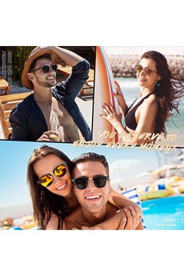 CGID Lunettes de Soleil Homme Femme Polarisées UV400 Classique Rétro Demi Monture Lunettes 2 Paires