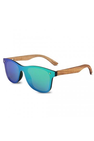 LumiSyne Lunettes De Soleil En Bois Véritable Pour Homme Et Femme Lunettes De Soleil Polarisées UV400 Verres Plats Miroir San