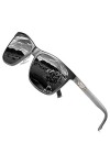 Duco Lunettes de soleil polarisées carrées en métal avec protection UV400 pour les sports de plein air 3029H Gunmetal 