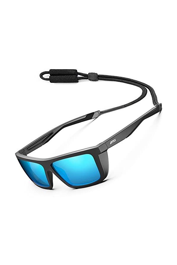 ATTCL Lunettes de soleil polarisées pour homme et femme - Protection UV 100 % - Protection UV UV400 CAT 3 CE, Noir/argenté/mi