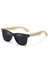 DUCO Lunettes de Soleil Polarisées pour Homme et Femmes, Lunettes de Soleil en Bois, 100% anti UV400 Noir 