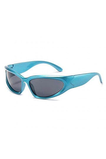 OSAGAMA Lunettes de soleil enveloppantes pour hommes et femmes Swift Oval Outdoor Sport Shades à miroir argenté Lunettes Bleu