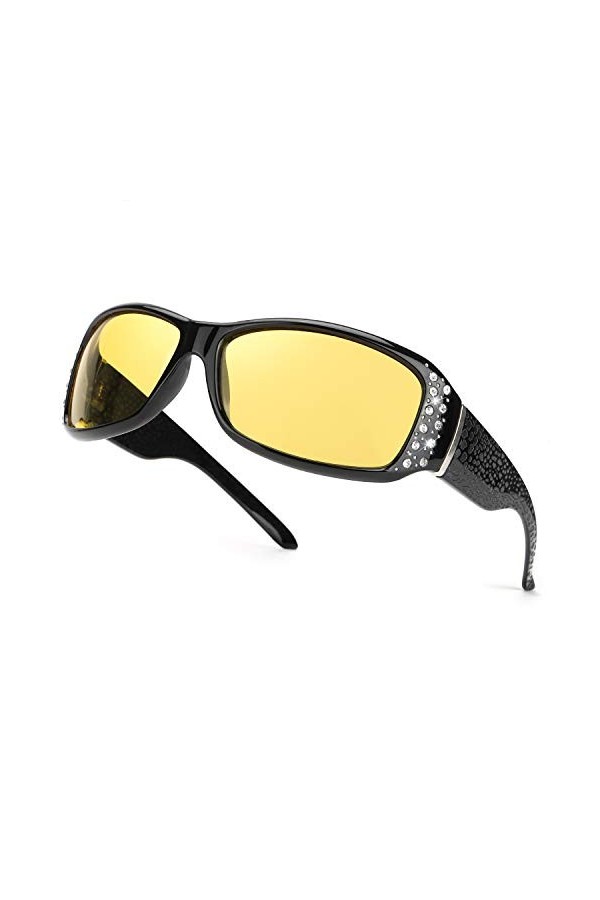 IGnaef Lunettes de Vision Nocturne pour Conduite de Nuit Lunettes Anti-éblouissement Lunettes Polarisées Jaune noir 