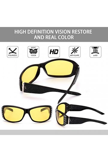 IGnaef Lunettes de Vision Nocturne pour Conduite de Nuit Lunettes Anti-éblouissement Lunettes Polarisées Jaune noir 