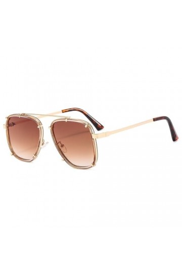 HCHES Lunettes de Soleil Vintage Femmes Nuances Hommes Lunettes de Soleil Femme Rétro Dégradé Pilote UV400, Champagne, Taille