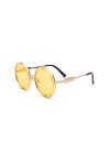 HCHES Lunettes de Soleil dété Lunettes de Soleil pour Hommes et Femmes Lunettes de Soleil Rondes UV400, Or w Jaune, Taille U