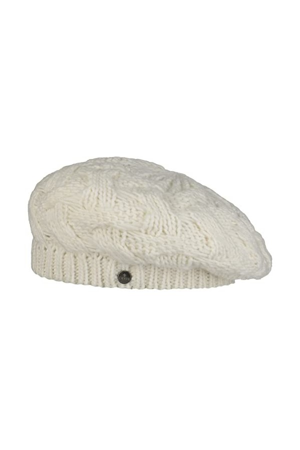 Lierys Béret en Tricot Jesila Femme - Made in Germany Bonnet pour lhiver Laine Automne-Hiver - Taille Unique Blanc crème