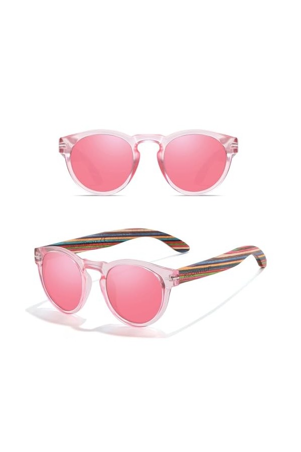 KCOWYIOP Lunettes de soleil Femme Bois Vintage Polarisées Classique 100% Protection UV400 S5092