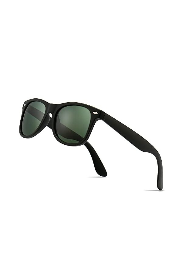 SUNGAIT Lunettes de soleil polarisées rétro classiques des années 80 pour hommes et femmes SGT140 Cadre Noire/Lentille Polar
