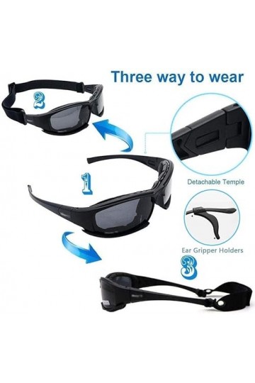 Lunettes de soleil de sport polarisées pour hommes femmes - Lunettes tactiques militaires avec 4 lentilles interchangeables