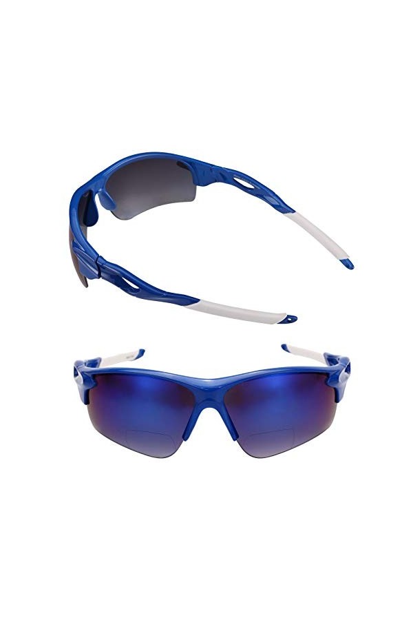 The Athlete Lot de 2 paires de lunettes de soleil bifocales de précision pour homme et femme, noir/bleu, Medium