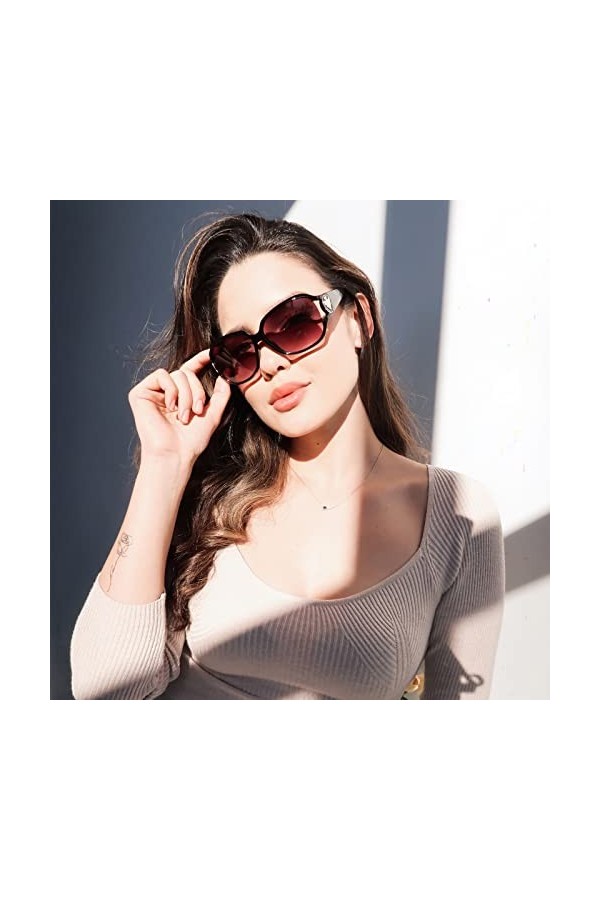 E & R Elegant Rabbit Lot de 2 paires de lunettes de soleil classiques vintage pour femme avec protection UV400 3043, noir/mar