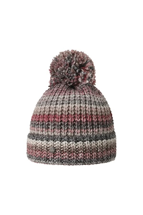 Lierys Bonnet à Pompon Finja Femme - Made in Germany en Tricot pour lhiver avec Revers, Revers Automne-Hiver - Taille Unique