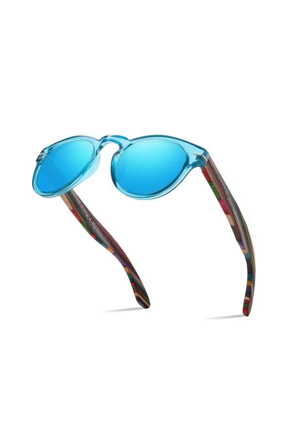 KCOWYIOP Lunettes de soleil Femme Bois Vintage Polarisées Classique 100% Protection UV400 S5092