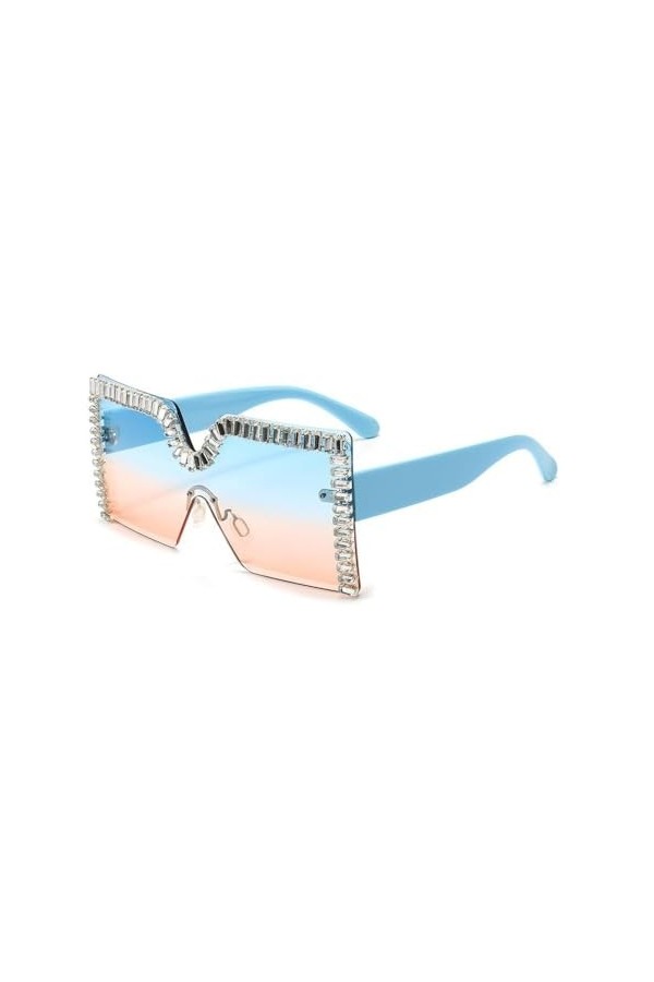 MUTYNE Mode Hommes Femmes Surdimensionnées Sans Monture Carré Diamant Lunettes De Soleil De Luxe Cristal Décoration Dégradé G
