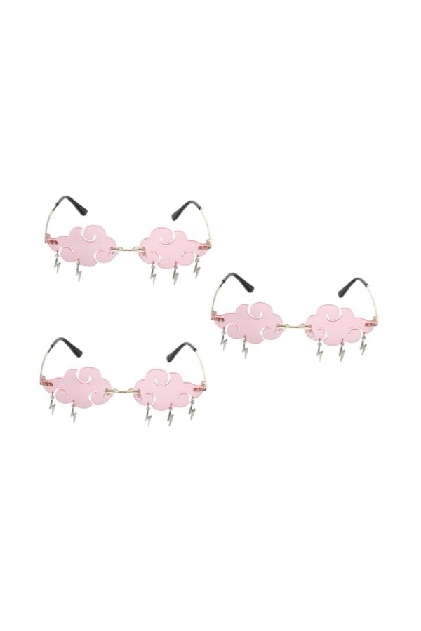 Abaodam 3 Paires Nuage Foudre Soleil Accessoire De Lunettes De Soleil Parti Irrégulier Lunettes Disco Lunettes De Soleil Écla