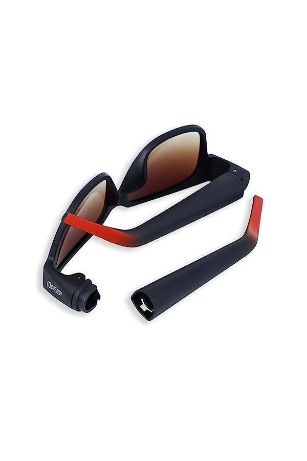 Lunettes de soleil carrées pour homme et femme - Visière plate - Temples de rangement amovibles - Lunettes rétro tendance pou