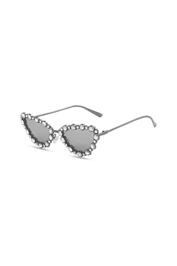 BORATO Lunettes de Soleil Femmes Cat Eye Lunettes De Soleil Tendance Hommes Frame Métallique Verres De Soleil Mirror Mirror M