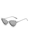 BORATO Lunettes de Soleil Femmes Cat Eye Lunettes De Soleil Tendance Hommes Frame Métallique Verres De Soleil Mirror Mirror M