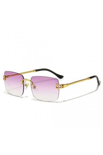 MUTYNE Lunettes de soleil carrées hommes mode sans monture métal luxe lunettes de soleil femmes rétro classique lunettes, or 